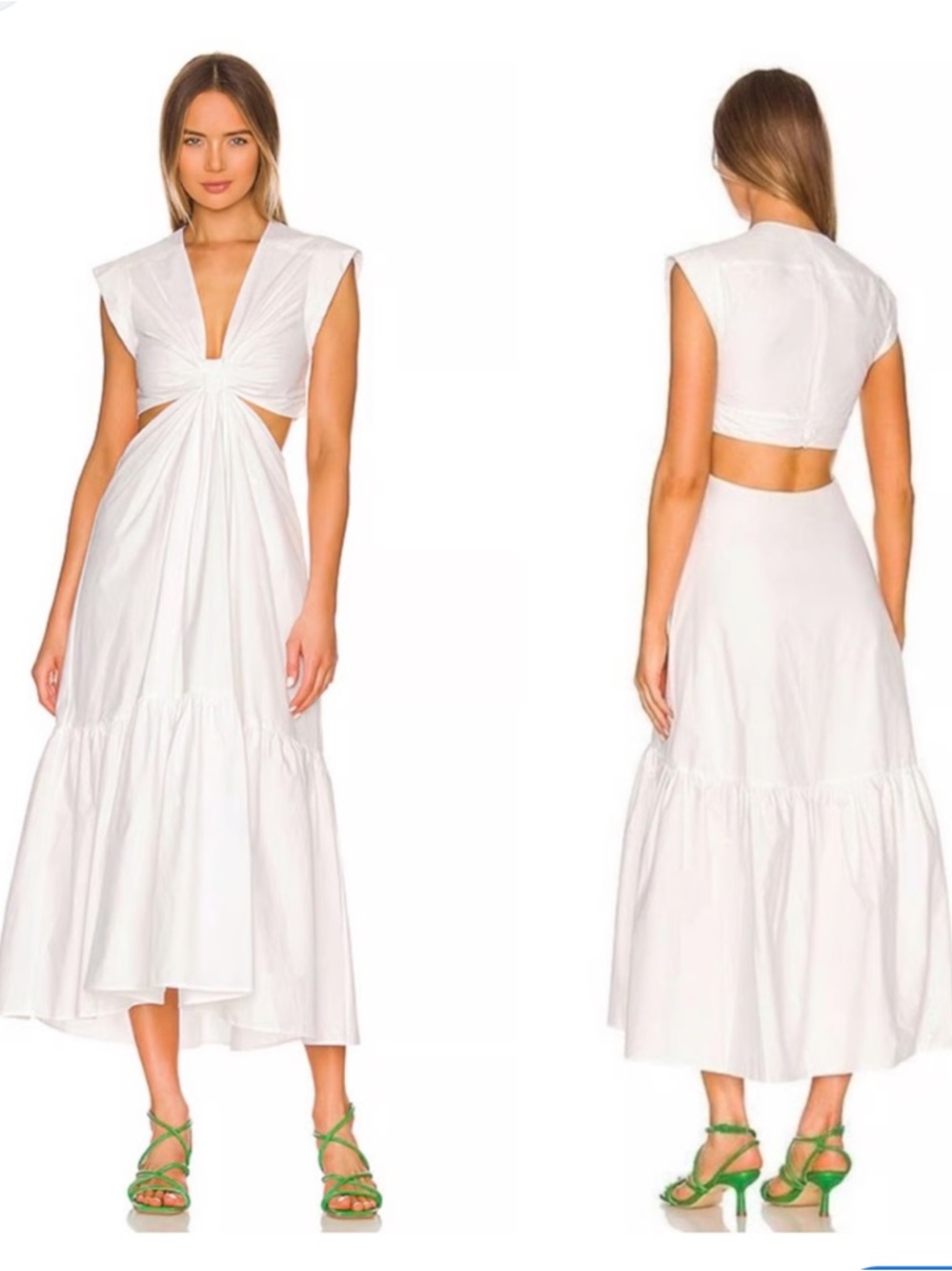 ALC Alexandria Midi White Maxi Dress with Tie Front size 4